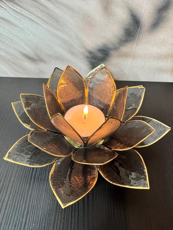Lotus Sfeerlicht Zwart met Goudrand – 13,5 cm