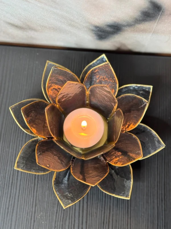 Lotus Sfeerlicht Zwart met Goudrand – 13,5 cm
