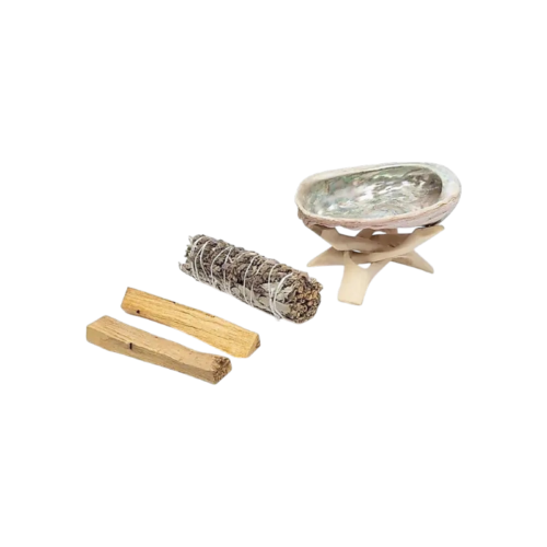 Smudge Set Witte Salie, Lavendel & Palo Santo – met Abalone Schelp