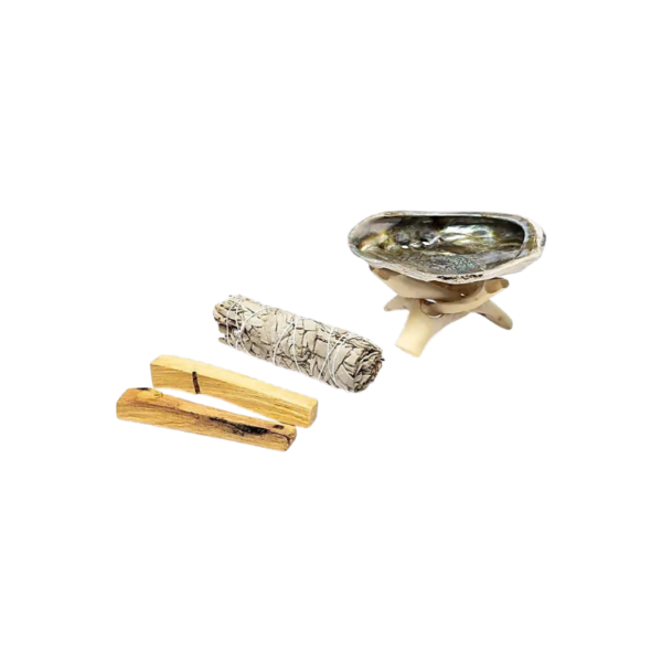 Smudge Set Witte Salie & Palo Santo – met Abalone Schelp Smudge Set Witte Salie & Palo Santo – met Abalone Schelp