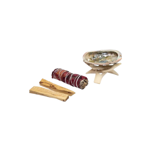 Smudge Set Witte Salie, Roos & Palo Santo – met Abalone Schelp